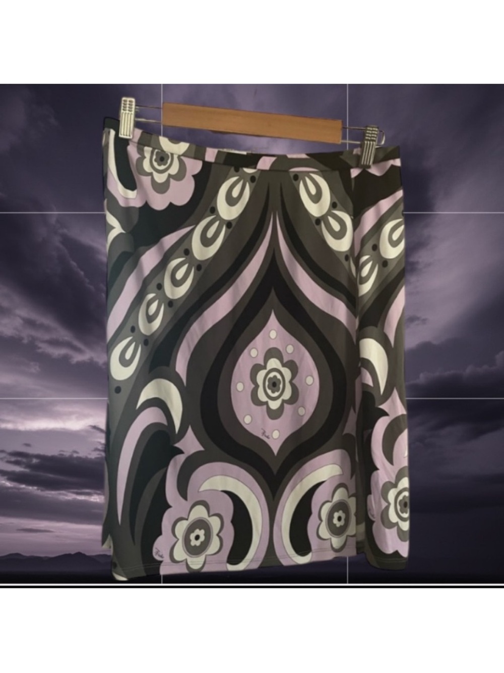 Emilio Pucci Lavender and Black Printed Circle Skirt